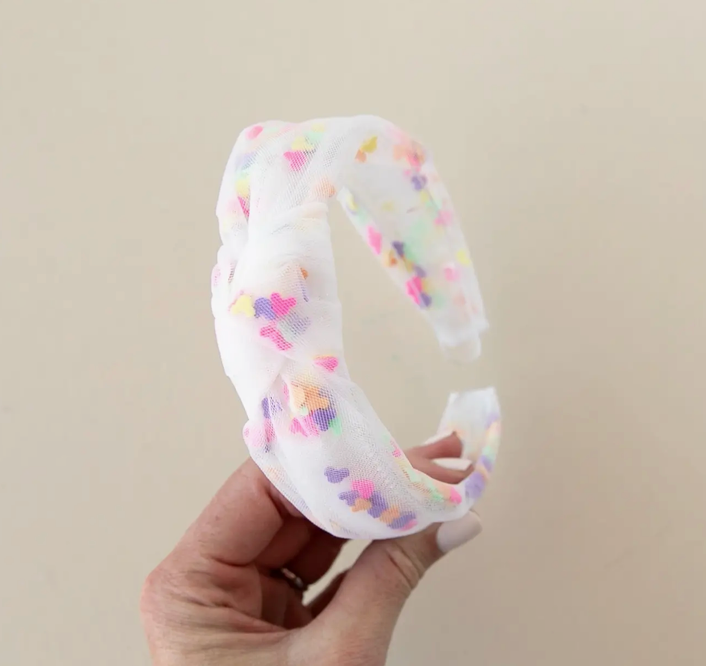 White Tulle Multicolored Mouse Headband