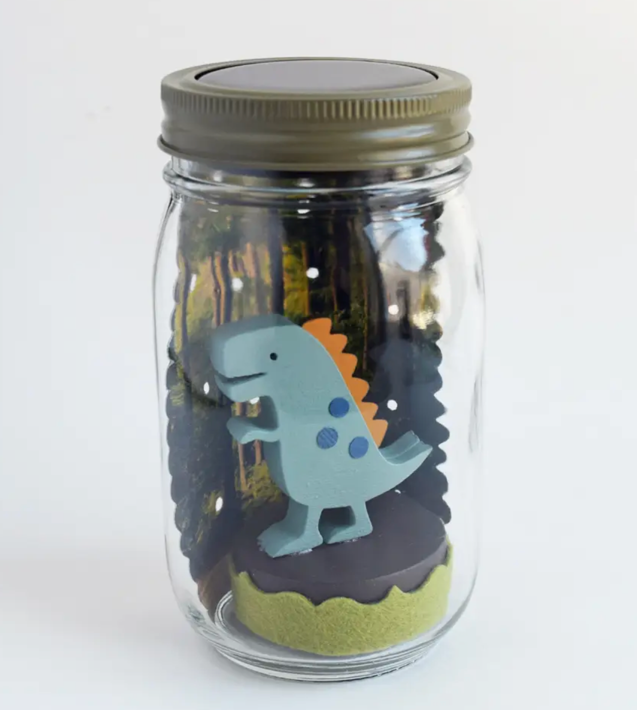 Dinosaur Night Light in Mason Jar