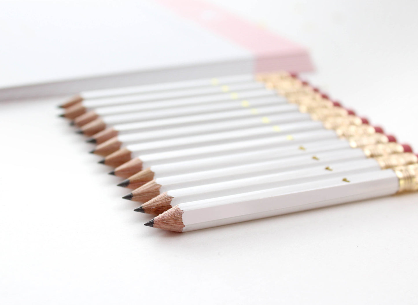 Gold Heart Mini Pencils-White