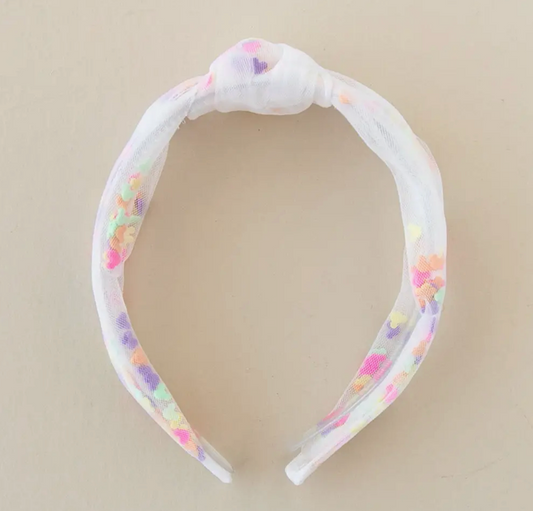 White Tulle Multicolored Mouse Headband