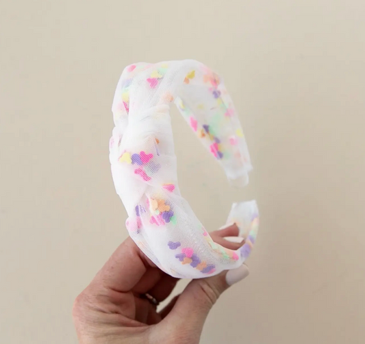 White Tulle Multicolored Mouse Headband