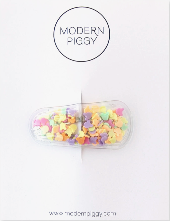 Clear Snap Hair Clip with Mouse Shaped Sprinkles