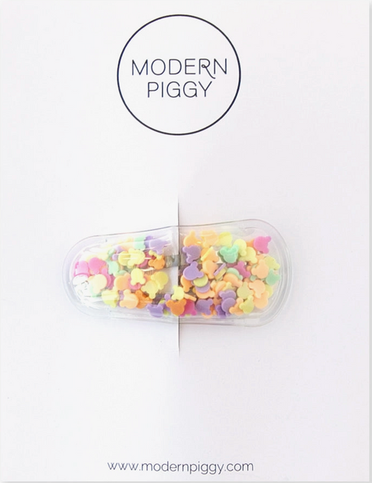 Clear Snap Hair Clip with Mouse Shaped Sprinkles