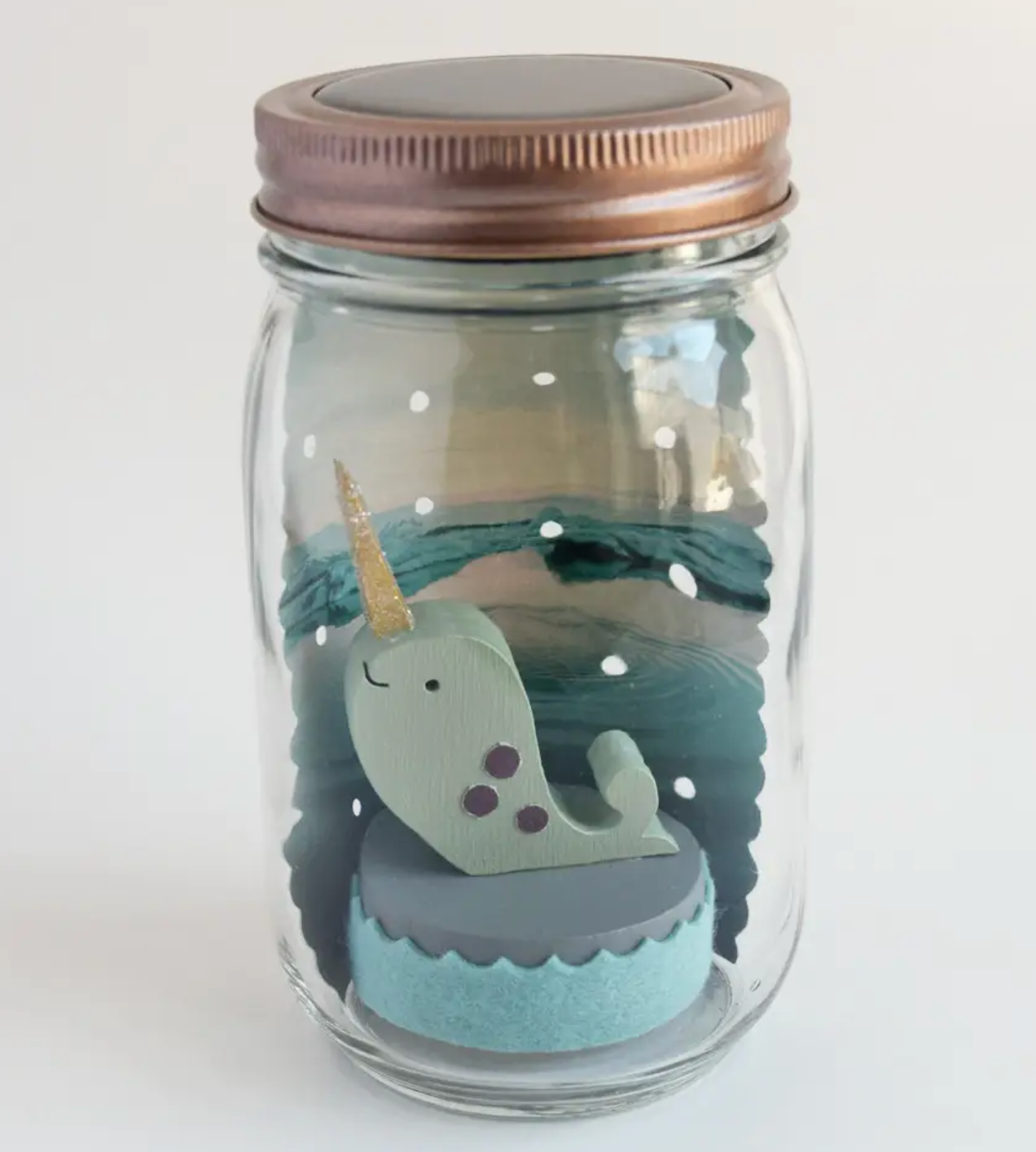 Narwhal Night Light in Mason Jar